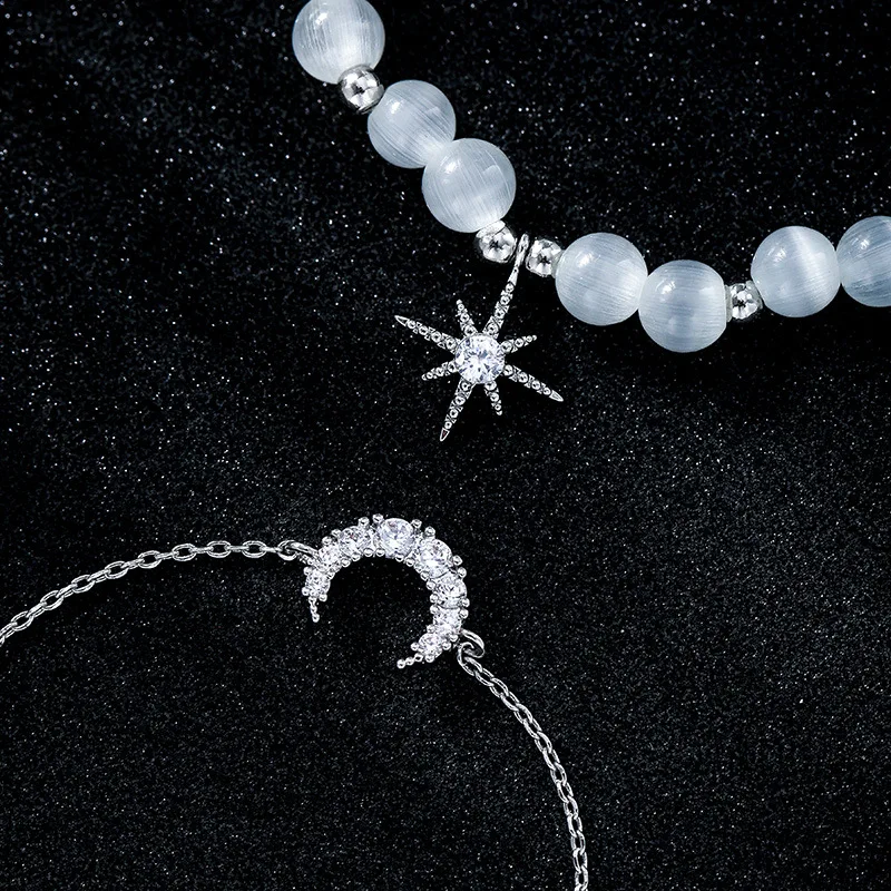 

Kpop Jewelry Sets Zircon Star Moon Opal Women's Bracelet For Women Fashion Natural Stone 2021 Trend Bracelets on Hand Girl Party
