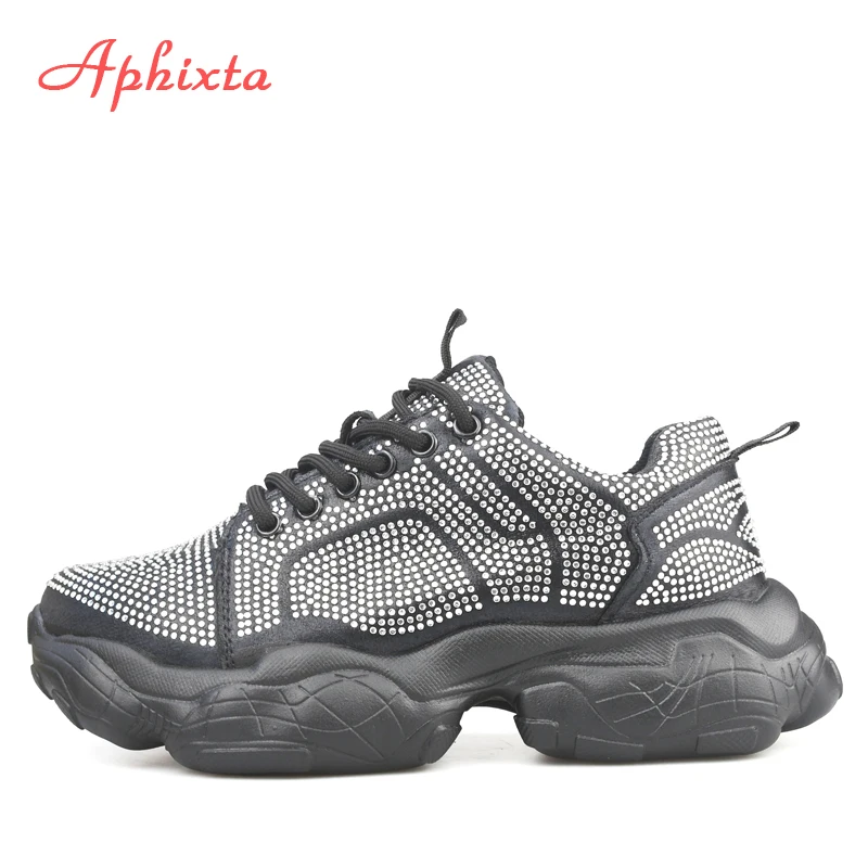 Aphixta/кроссовки на платформе с кристаллами Женская обувь спортивная дышащая для