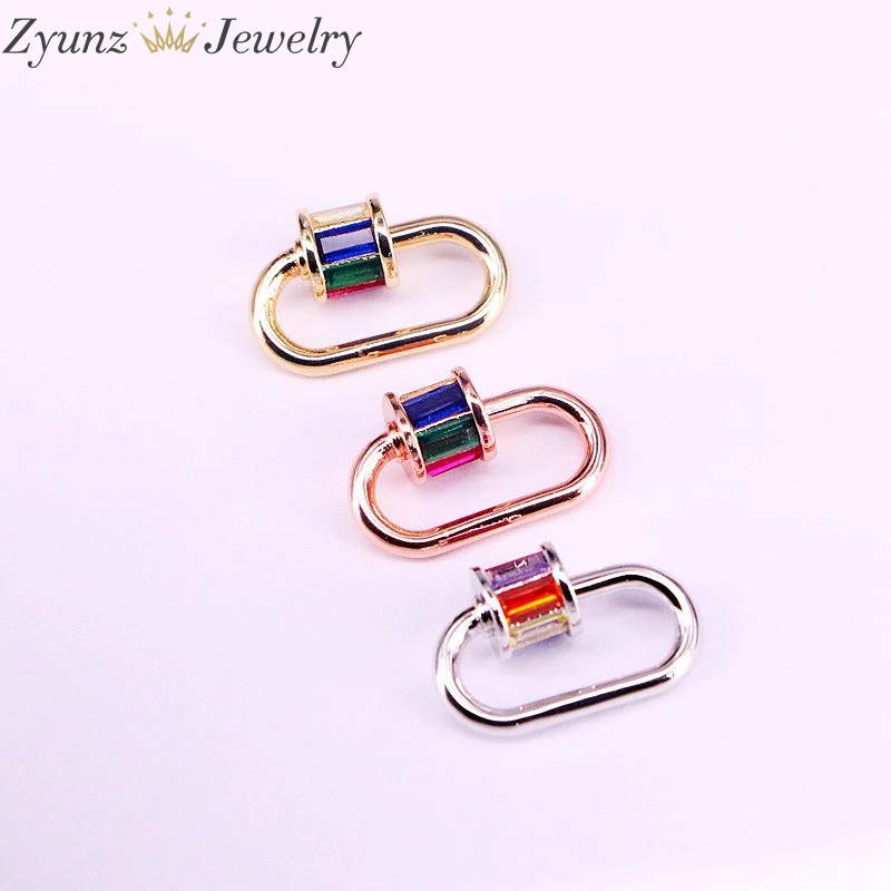 5 шт. многоцветная застежка из фианита с микрозакрепкой овальная форма карабин