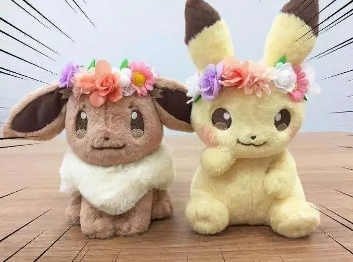 

Оригинальная мягкая плюшевая кукла Eevee, покемон Пикачу и эьеви, ограниченная плюшевая кукла, 2 шт.