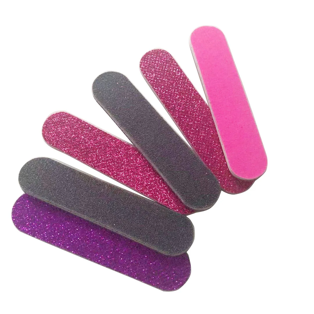 50pcs/lot Mini nail file for art 3.5&quot pink glitter sandpaper emery board mini | Красота и здоровье