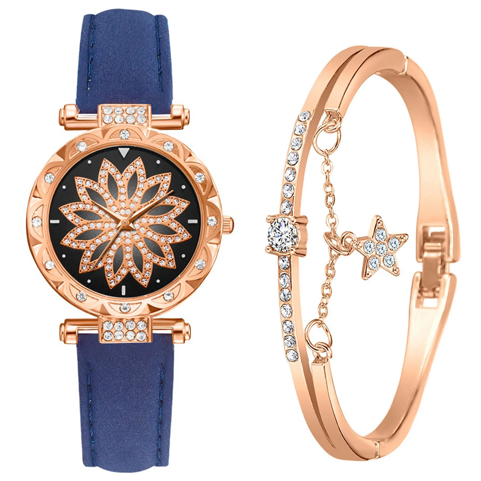 

Casual Women's Watches Gifts Orologio Bracciale Donna Fashion Watch Set Quartz Bracelet Wristwatch Leather Belt Watch For Women