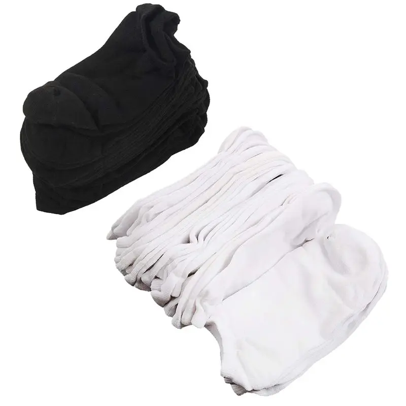 24 pair Trainer Liner Ankle Socks Mens Cotton Rich Sport - 12 Pairs White & Black | Sports