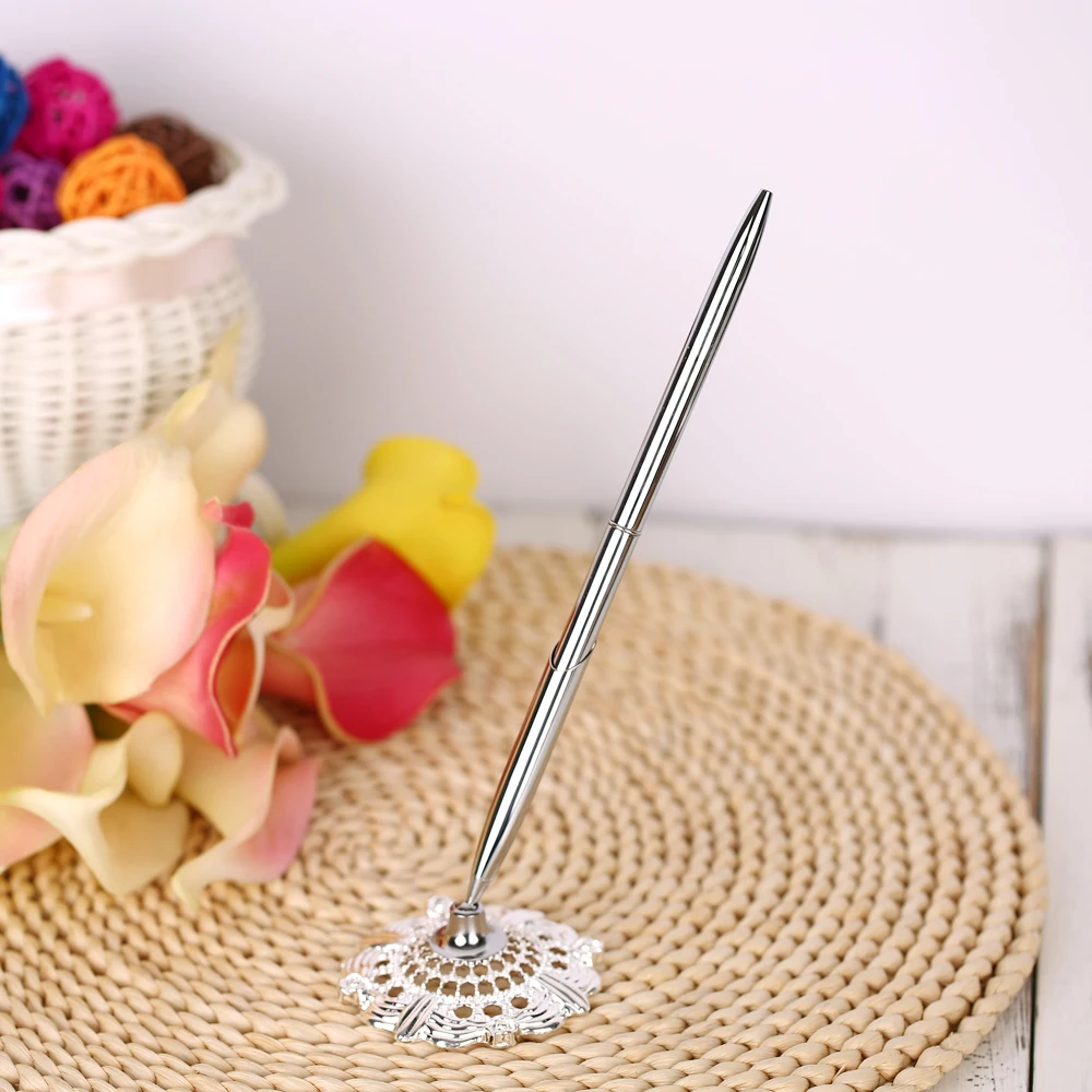 Pen Holder Set Alloy Wedding Guest Signature Hollow Round for Engagement Bridal Shower Necessity | Дом и сад