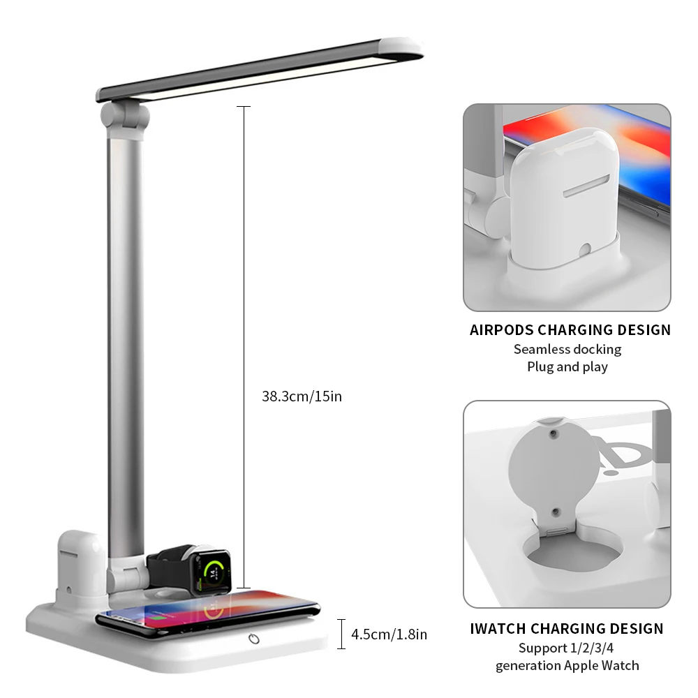 LED Table Desk Lamp 4 in 1 Qi Wireless Charger For Mobile Phone Watch Earphone | Лампы и освещение
