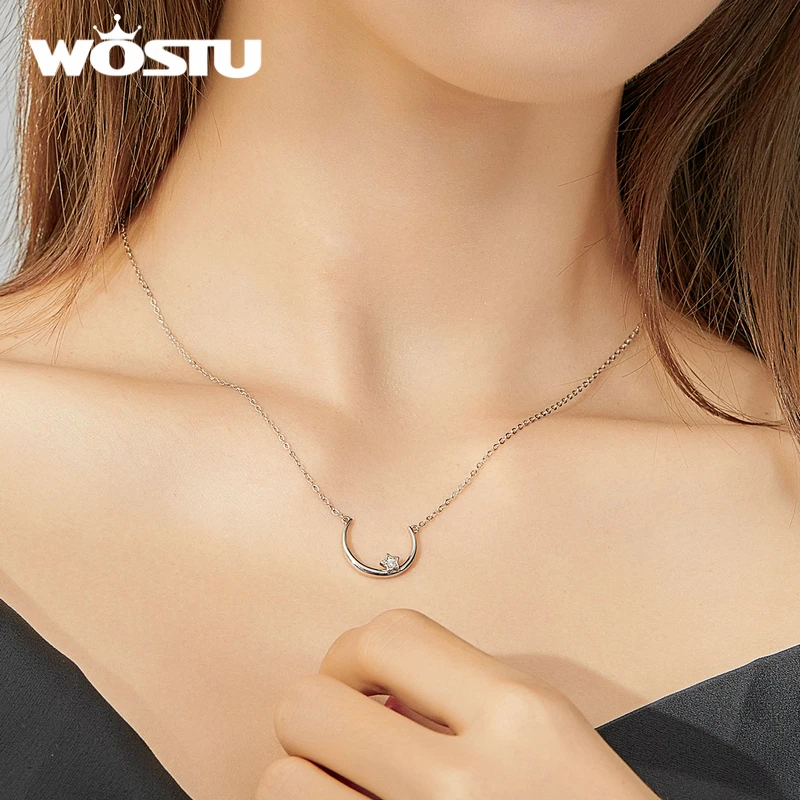 WOSTU 2020 Новое поступление 925 пробы Серебряное Элегантное ожерелье со звездой