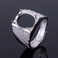 luxurious sterling silver ring for man 925 silver ring base for gemstone inlay fashion silver jewelry setting diy