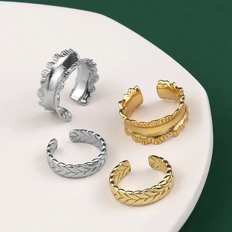 

925 Silver French Brick Restoring Ancient Ways Women Ring Golden Retro Feather Arrow Opening Ring Female Hyperbole Jewelry