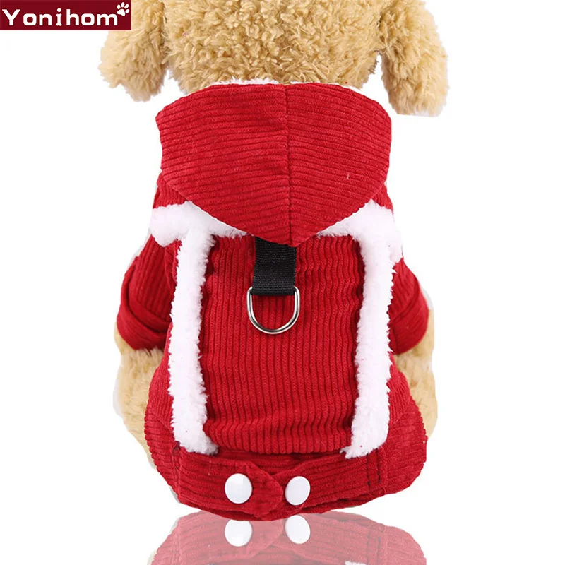 Красный Dog Clothes Winter Clothing for Small Medium Dogs Pet Clothes Winter Warm Thicken Hoodie Jumpsuit Dog Clothes Winter Large Coat - Цвет: Красный