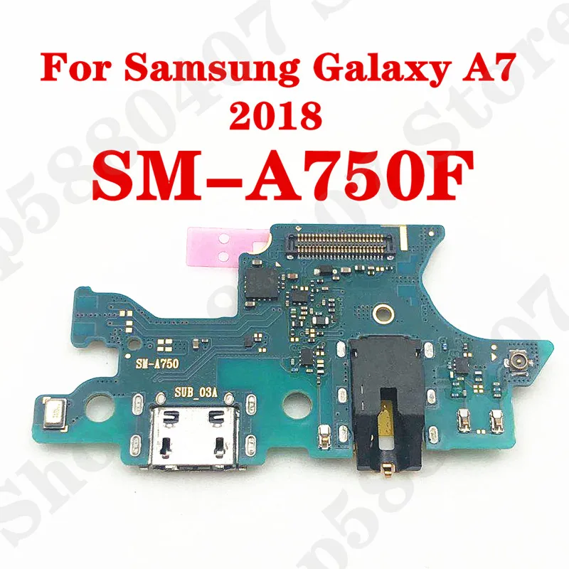 

Оригинальный штекер зарядного устройства для Samsung Galaxy A7 2018 A750F, стандартный USB-порт для зарядки с микрофоном, разъем для наушников, гибкий каб...