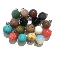 2pcslot natural agates pendant charms reiki healing round turquoises white jades pendant for diy jewelry necklace making 14mm