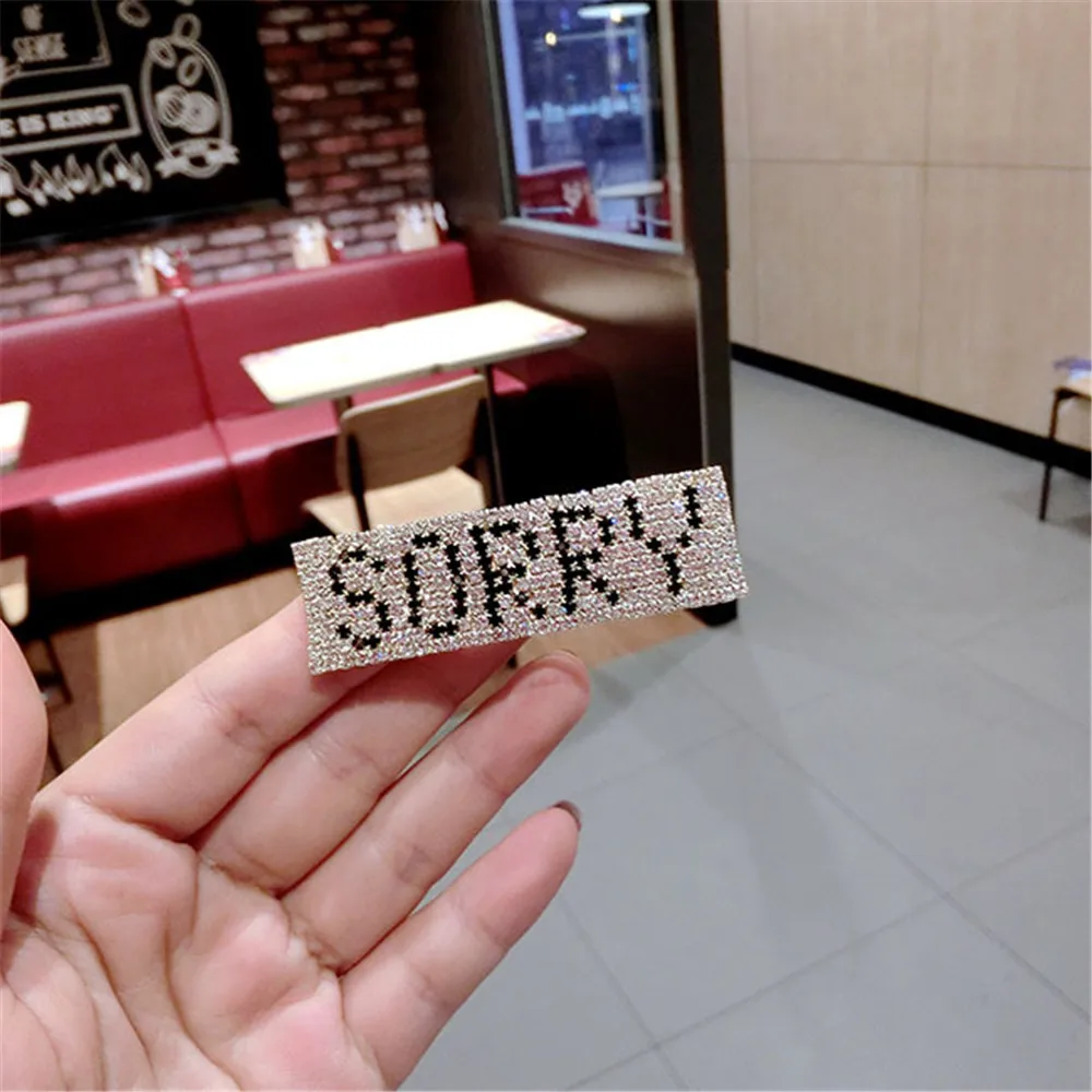 2019 Новое поступление Мода полная Алмазная Заколки для волос со стразами письмо