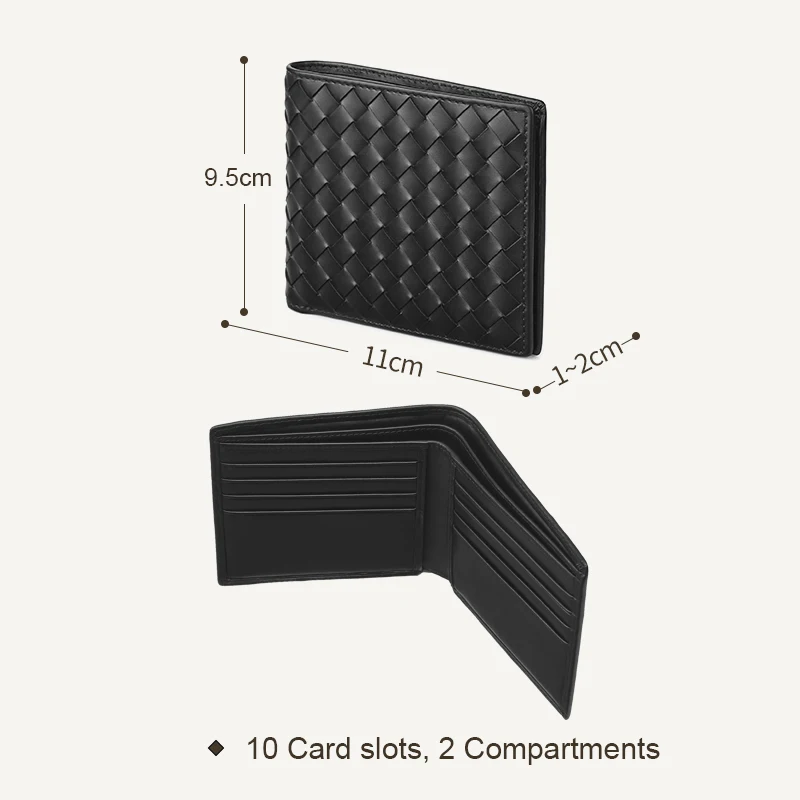BV8007 Black Мужские кошельки, кожа, топ, детская коровья кожа, короткий зажим для денег, модный тканый роскошный брендовый кошелек, Простой деловой, Новинка - Цвет: BV8007 Black