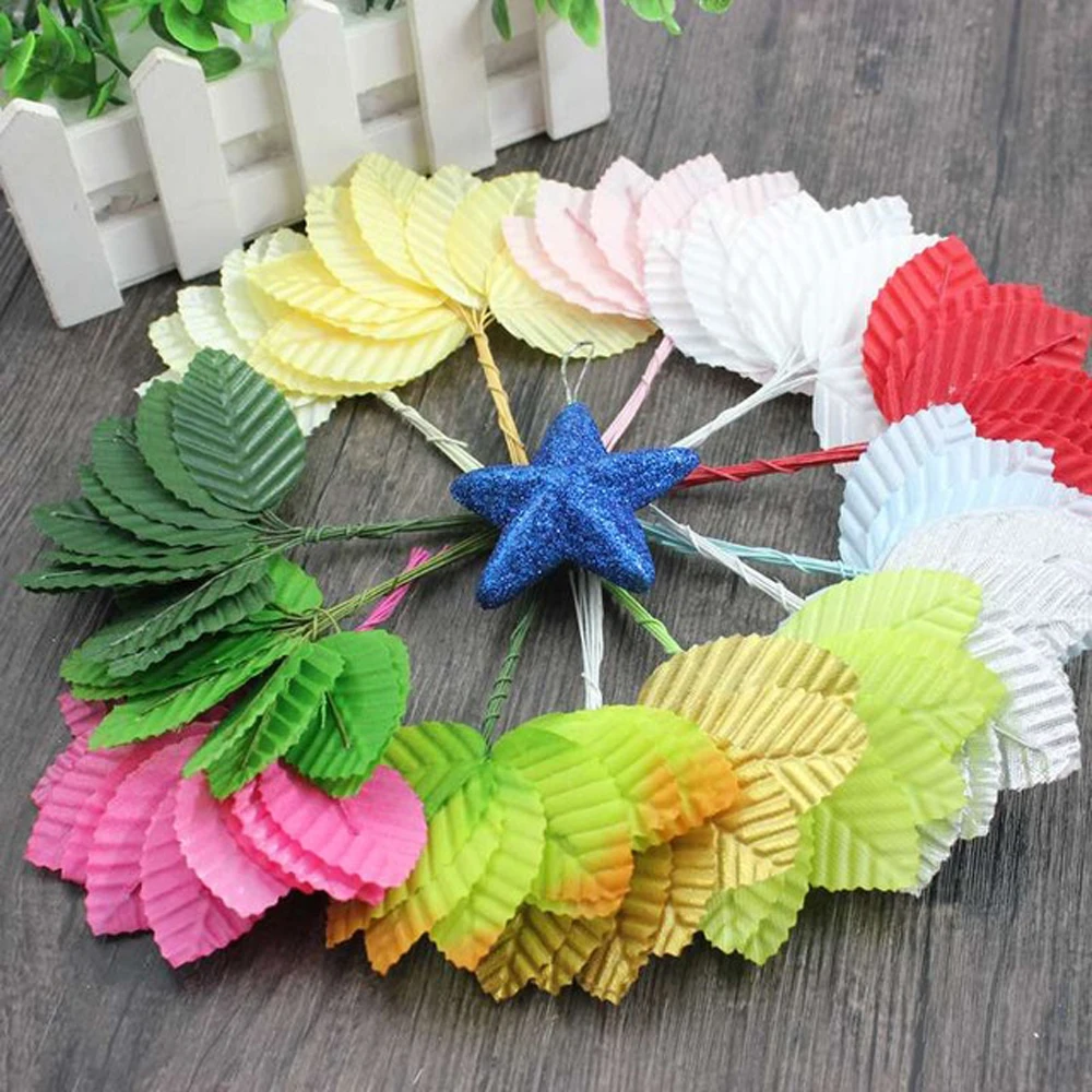 30 шт. мини нейлоновые шелковые листья в форме листа искусственные цветы для