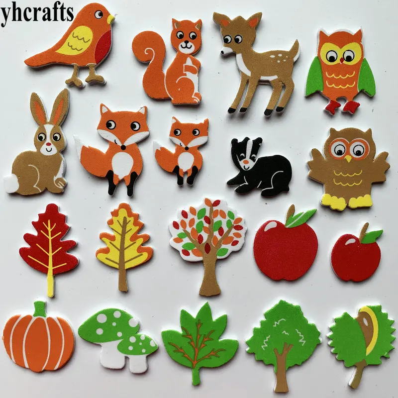 1 пакетов/лот. Осенний урожай белка птица лиса Ежик Сова пенопластовые наклейки