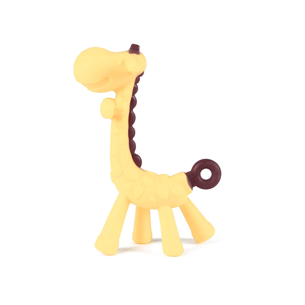 

Home Training Chewing Toy Infant Sore Gums Soft Silicone Giraffe Shape Cute With Storage Case Molar Stick Baby Teether Portable
