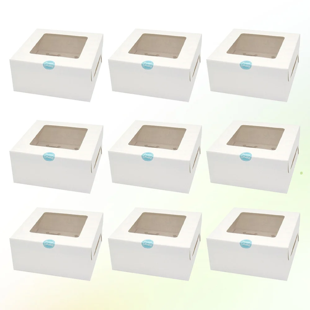 

20pcs 4-grids Kraft Paper Food Package Boxes Transparent Baking Boxes Egg Tart Trays Muffin Boxes with Inserts Tray (White 4-gri
