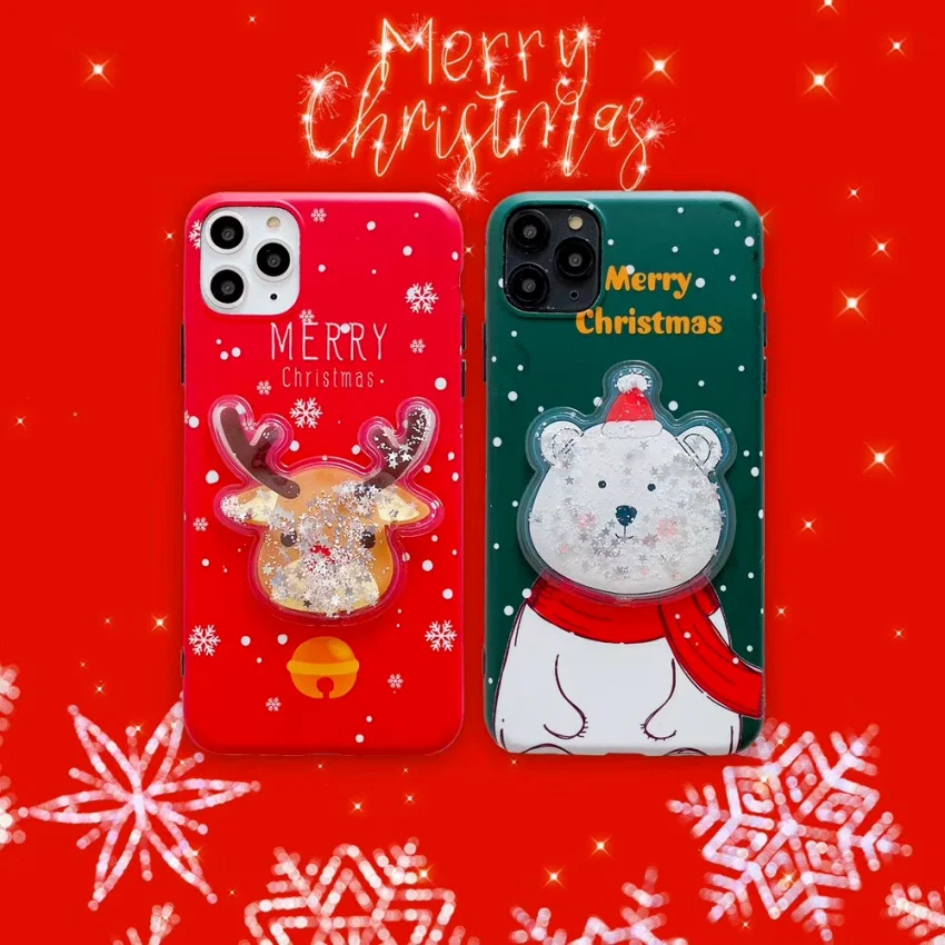 

Squishy Christmas Deer Phone Case For iPhone 11 Pro Max Glitter Cover For iphone XR Max X Xs 8 7 6 6s Plus Liquid Quicksand Case
