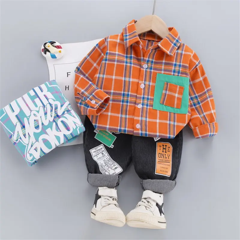 

2 шт./комплект, блузка в клетку, с мультяшным принтом