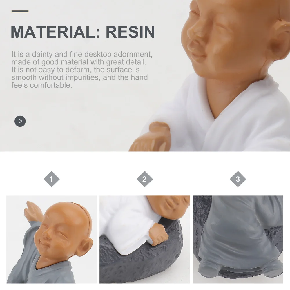 

8Pcs Little Monk Ornaments Monk Figurines Desktop Ornaments (Random Style)