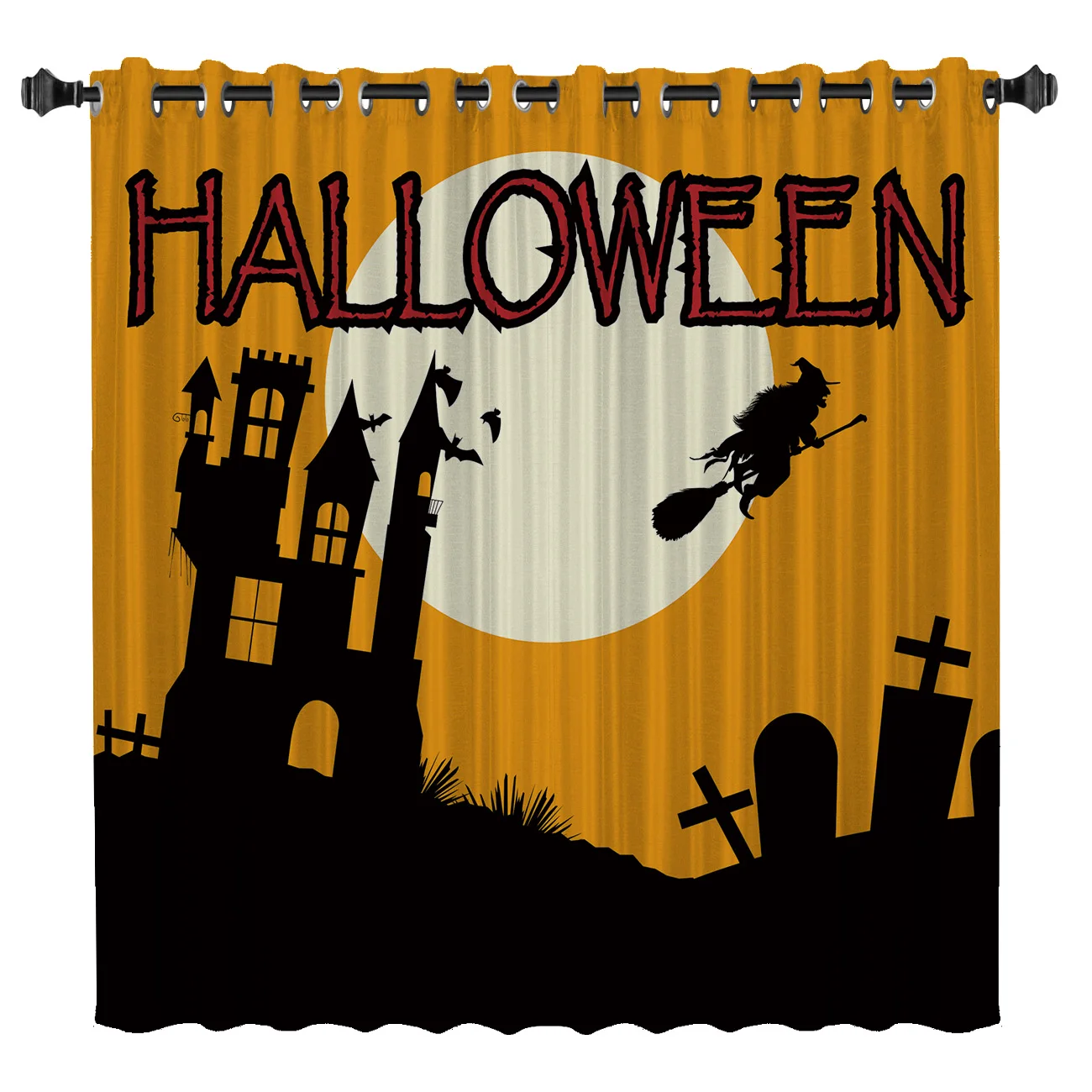Замок ведьмы в стиле Хеллоуина занавески для комнаты большие окна гостиная