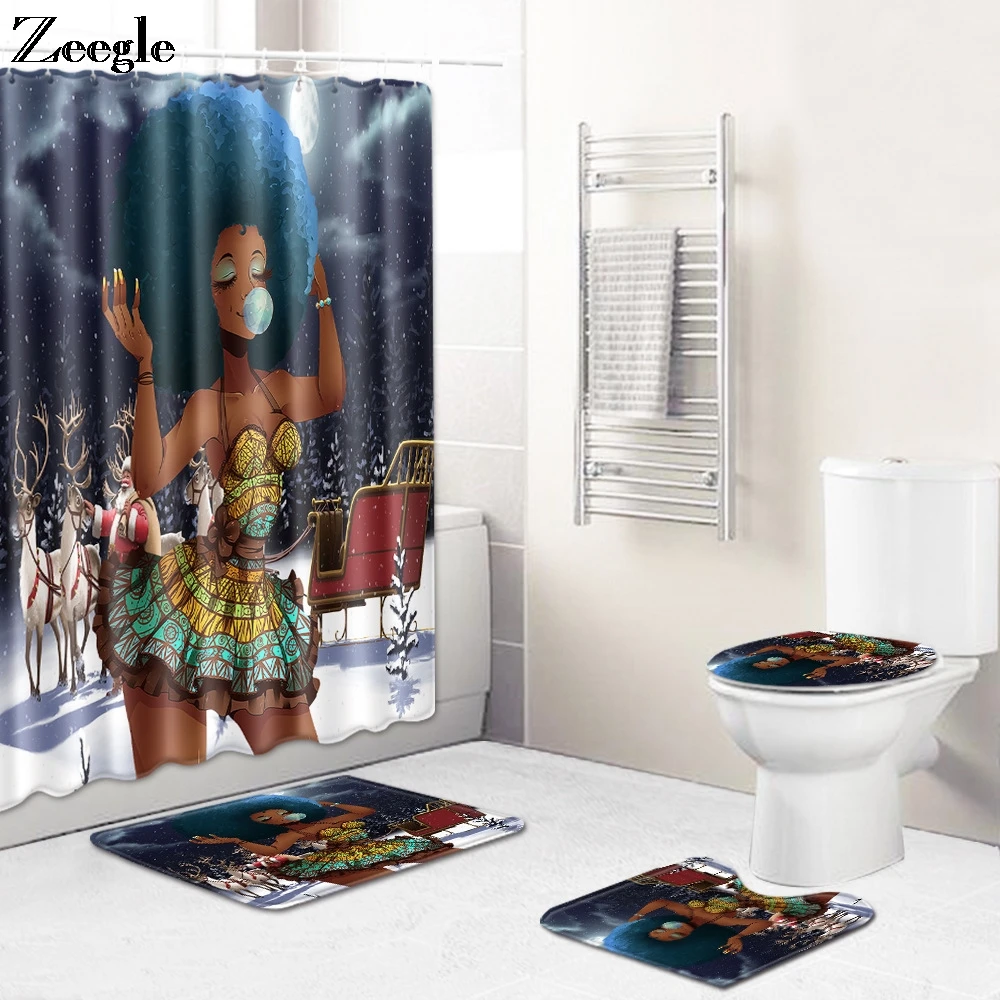 Занавеска для ванной комнаты комплект коврик туалета Противоскользящий душа