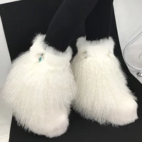 autumn and winter new rabbit hair tan sheep fur straw shoes wool shoes wool boots thick sole increase medium tube female