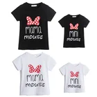 Семейная Одинаковая одежда для мамы и дочки, мини-футболка для мамы и дочки, хлопковые топы с мышью, семейный образ, летняя черная и белая одежда