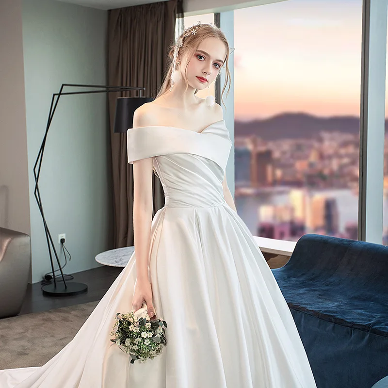 Хит продаж свадебные платья с открытыми плечами элегантный дизайн вышивка тюль