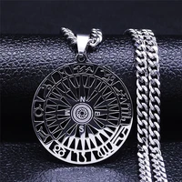 constellation compass stainless steel chain necklace for men divine silver color necklace pendant jewelry collier homme n3093s05
