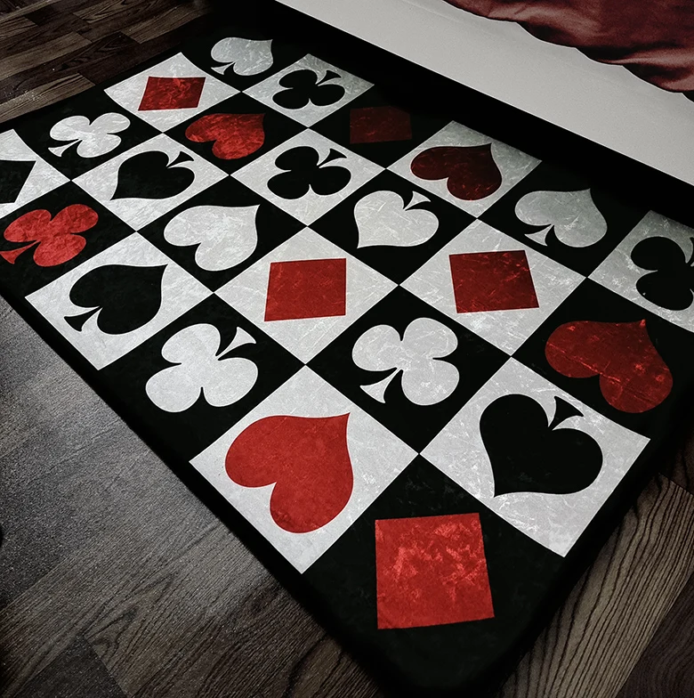 Poker Alice Wonderland Love Heart  Floor Rug Doormat Carpet Bedroom Livingroom Non-slip Large Mat Cartoon For Boy Girls Gift