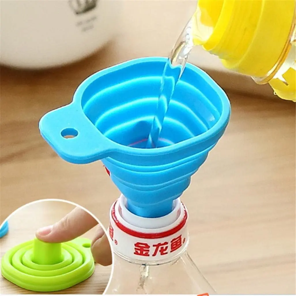 

Kitchen Home Mini Food Grade Silicone Folding Telescopic Funnel Silicone Collapsible Funnel for Jars Food Grade Jam Spice Funnel