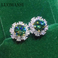 luomansi 1ct 6 5mm green moissanite stud earrings with gra certificate s925 sterling silver jewelry wedding party birthday gift