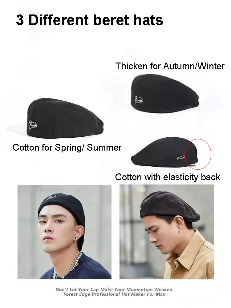 2021 Summer Men Fashion Cotton Beret Hat Newsboy Hat Spring Autumn Retro Beret Cap Unisex Anti-wear Sun Hats Women Universal Cap