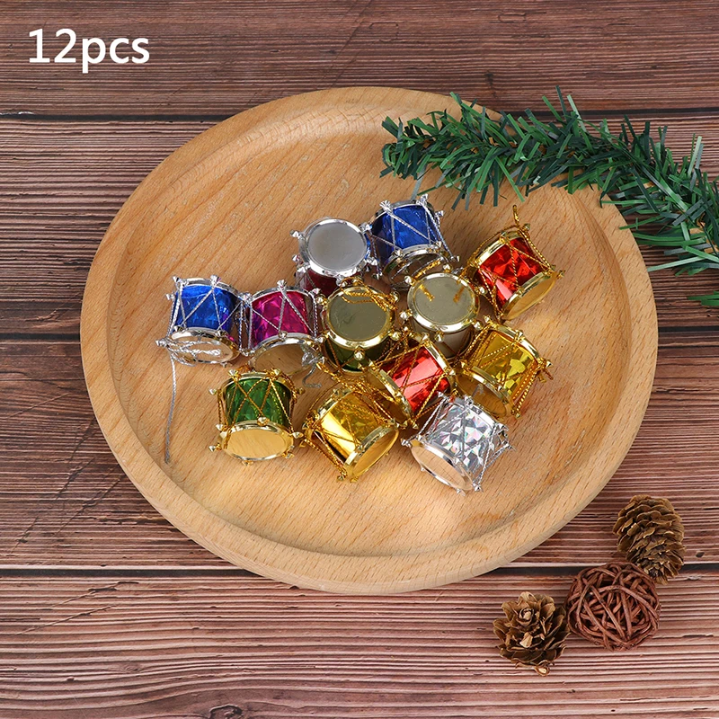

12pcs 2.5cm 3cm random color Small drum Christmas Ornament Mini Gift box Christmas Tree pendant New Year ornaments Decorations