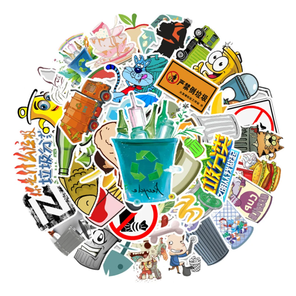 

10/30/50PCSINS Wind Garbage Classification Graffiti Hand Account Notebook Luggage Decoration Waterproof Stickers Wholesale