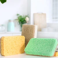 5pcs 2 sided wood pulp cotton scouring pad washing sponges for dishes rag kitchen absorbing nature sword oil free cleaning tool