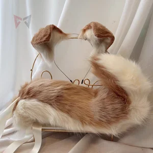 Обруч для волос MMGG светильник-коричневый, с ушками колли, для костюма на Рождество, Хэллоуин