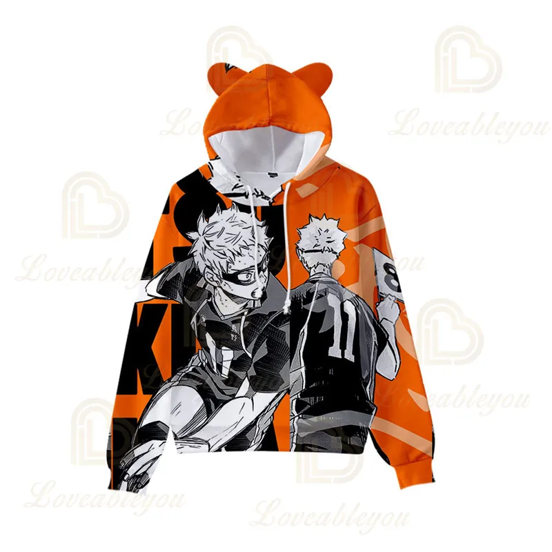 

Japan Anime Haikyuu Cosplay Costume Volleyball Club Akaashi Keiji Bokuto Koutarou Unisex 3d Ears Hoodie Sweatshirt