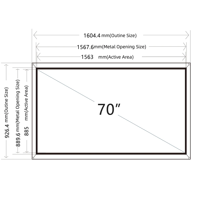 

HaiTouch 70 inch IR touch frame without glass,touch screen overlay kit , 70" Real 20 points IR touch panel whith USB drive-free
