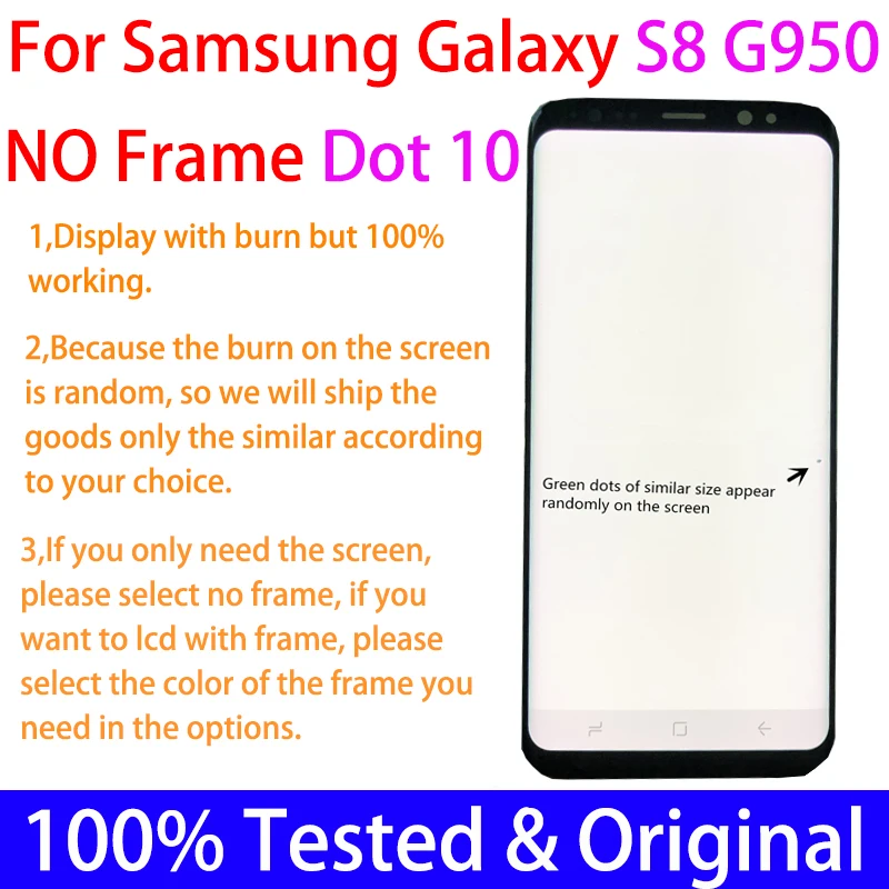Оригинальный AMOLED ЖК-дисплей с мертвыми пикселями для Samsung Galaxy S8 G950 G950F Дисплей