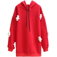 removable bear hooded hoodie women y2k kawaii plus velvet hoodie autumn winter warm outwear casual loose hoodies