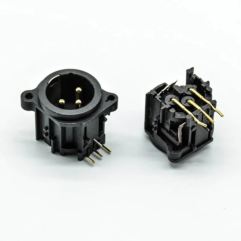 2 шт./лот 3-полюсный Золотой прямоугольный XLR шасси PCB панель разъем для микрофона