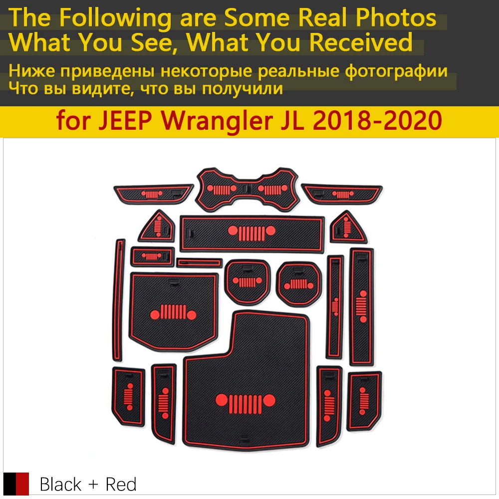 Противоскользящие резиновые чашки подушки двери паз коврик для JEEP Wrangler JL порт S Sahara 19 шт. аксессуары коврик для телефона