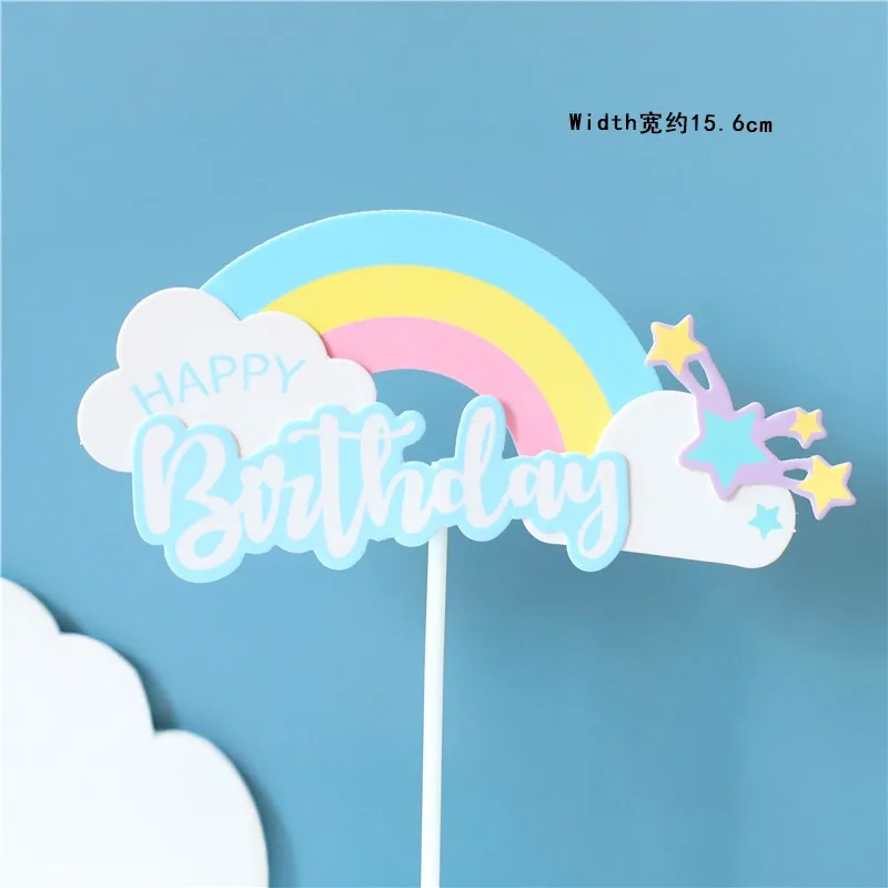 Двухслойный Радужный торт с надписями на день рождения украшения для девочек