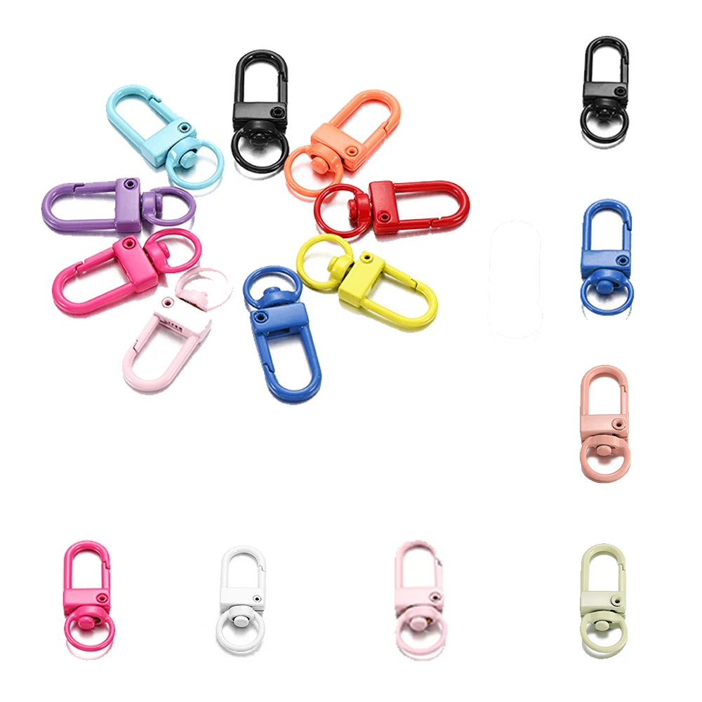 10Pcs/Lot Rotating Lobster Clasp Hook Colorful 13*34mm Square Clips Split Keychain Clasps DIY Jewelry Making Supplies Accessorie