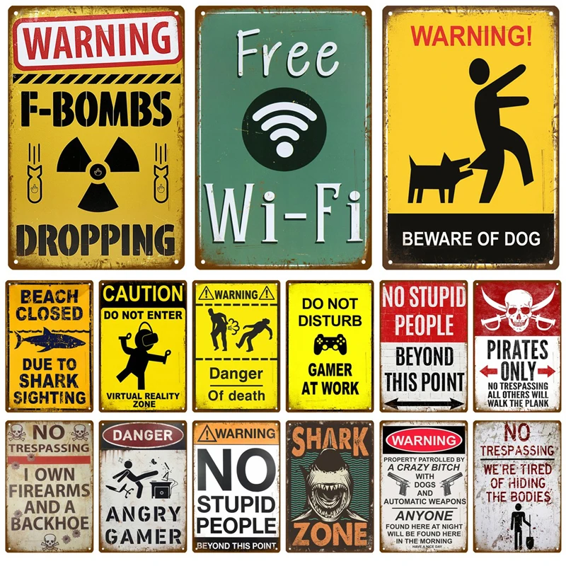 Предупреждение ительный металлический знак ВИНТАЖНЫЙ ПЛАКАТ в стиле