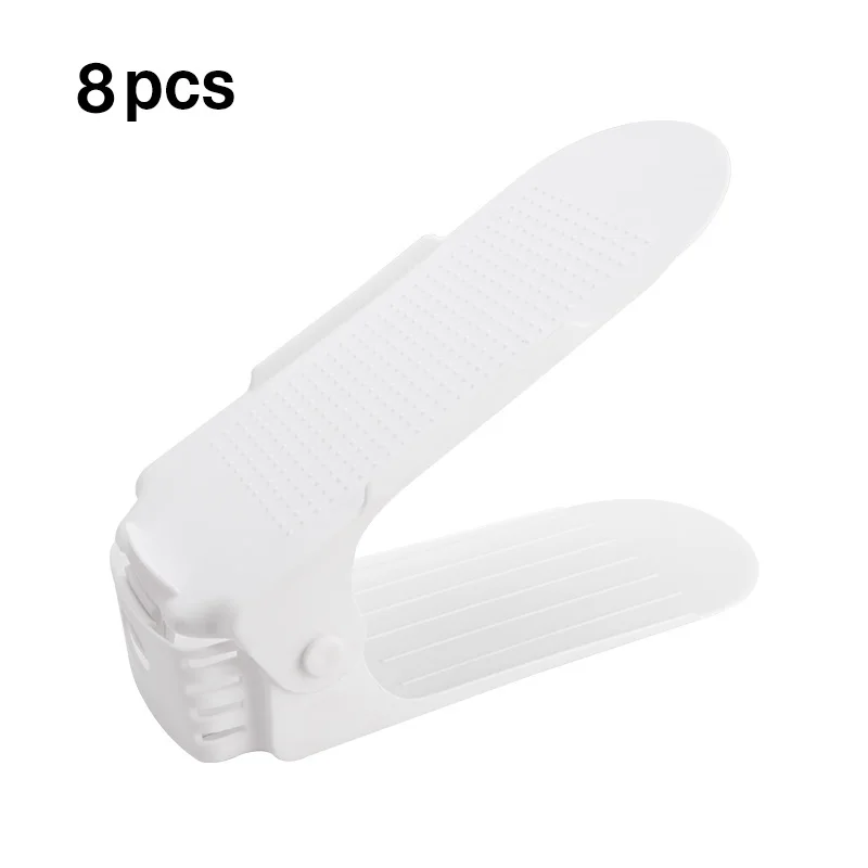 8PCS---White 8 шт. Adjustab двойной органайзер для обуви современный чистящий стеллаж хранение обуви пластиковые органайзеры для гостиной обуви обувной ящик Подставка Полка - Цвет: 8PCS---White