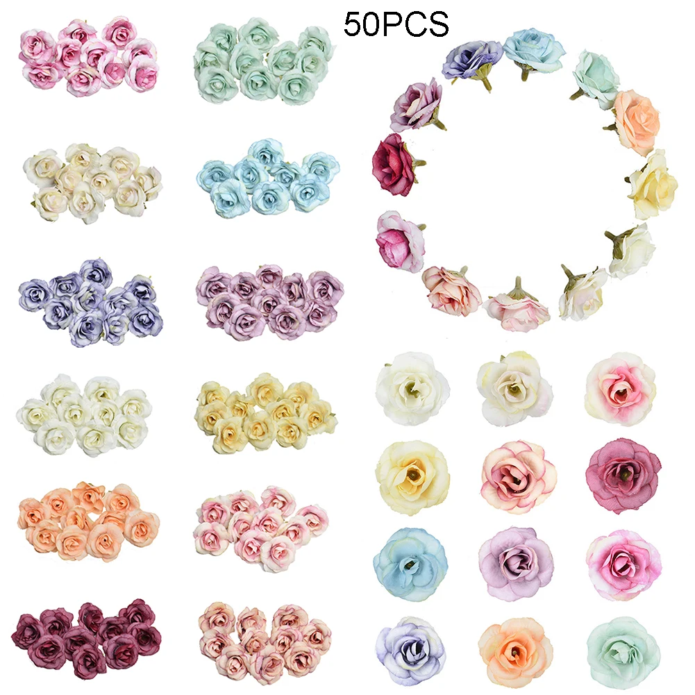 

50PCS Artificial Silk Rose Peony Flower Heads Bulk Craft Wedding Party Decor Artificial & Dried Flowers Decoration Decorative