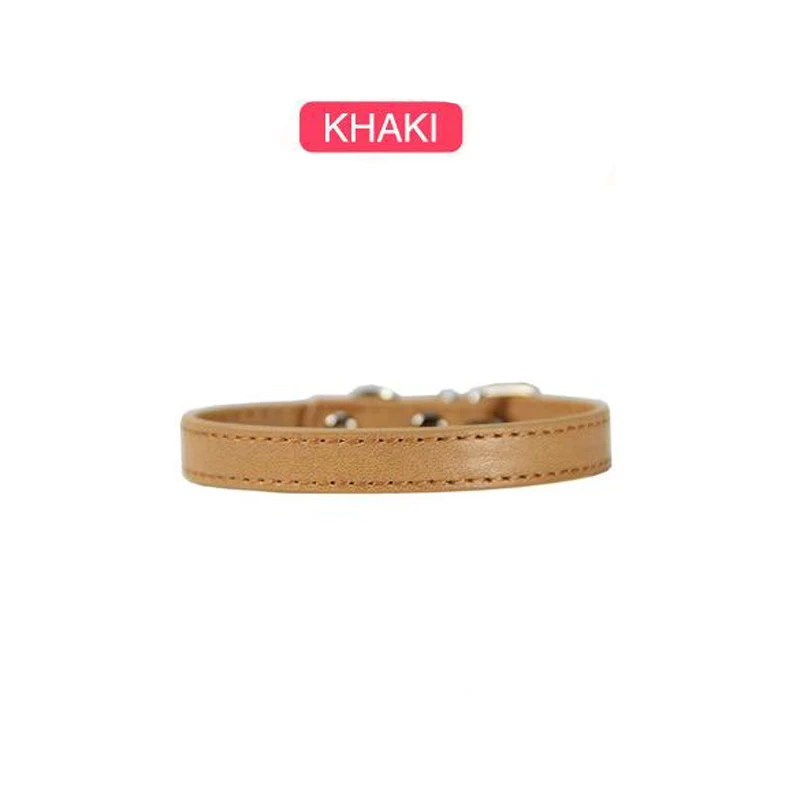 Khaki SUPREPET ошейники для кошек из искусственной кожи Красочные Мягкие кошачий собачий ошейник для маленьких кошек средних кошек щенков Регулируемый ошейник кожаный ремешок - Цвет: Khaki